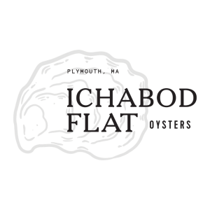 Logo for CHABOD OYSTERS: a stylized white oyster shell on black, with faint 'PLYMOUTH MA' and large 'CHABOD OYSTERS' text across.