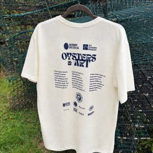 Shuckfest 2026 commemorative T-shirt design celebrating oyster growers and event supporters